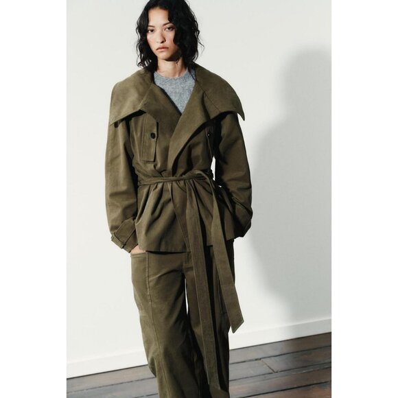 ZARA BELTED COTTON TRENCH COAT - Picture 2 of 9